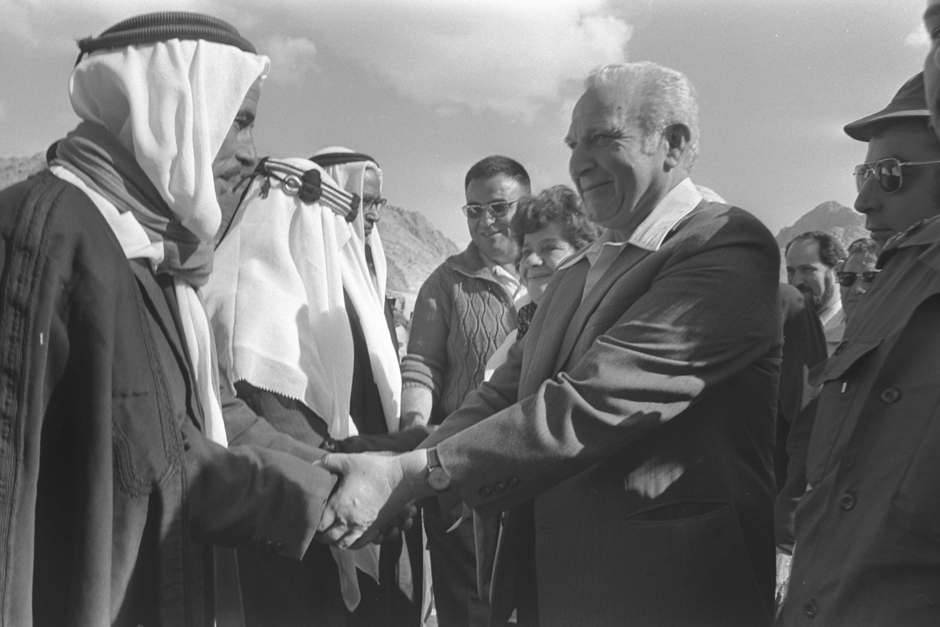 Israeli President Ephraim Katzir meeting with Bedouin sheikhs on 18 November 1974.