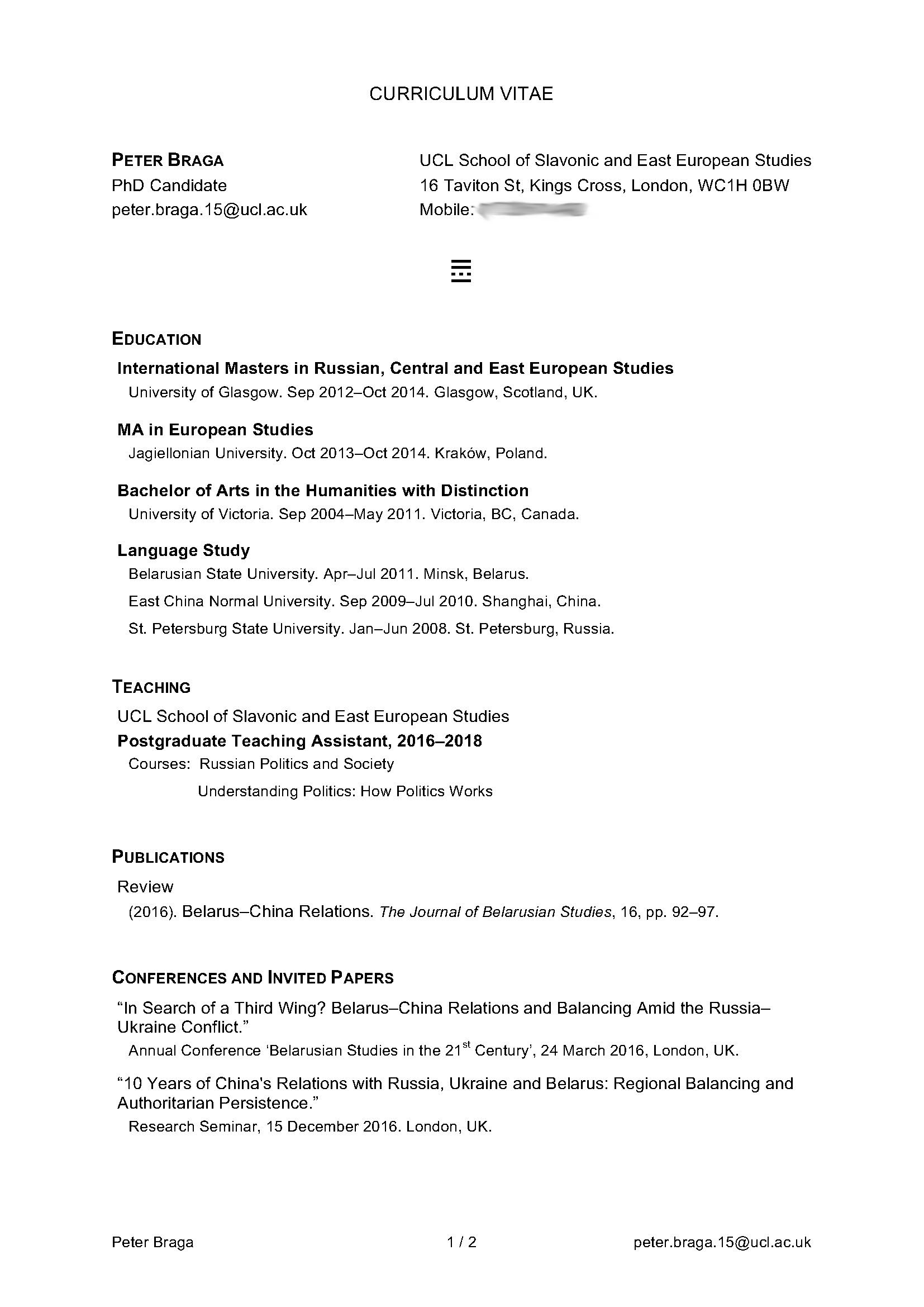 peter braga cv translation cv
